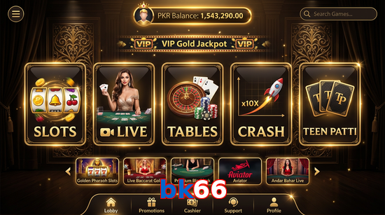Main screen of Bk66 casino page for PK players